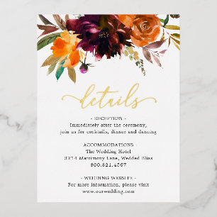 Carte Boîtier Mariage Floral Burgundy Gold Fall