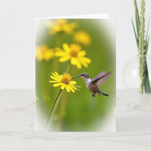 Carte Bokeh Oiseau et Fleur