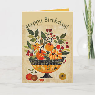 Carte Bol de fruits d'anniversaire en art populaire modi