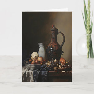 Carte Bol de Fruits Dark Academia, Peinture Antique