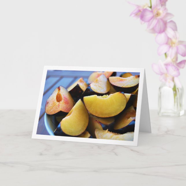 Carte Bol de fruits de prunier tranchés (Orchidée)