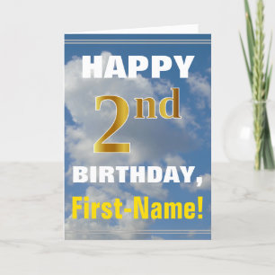 Carte Bold, Ciel nuageux, Faux Gold 2e anniversaire + No