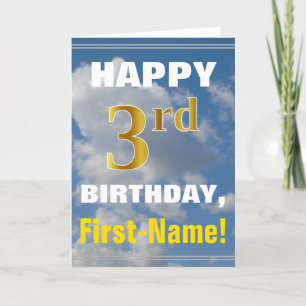 Carte Bold, Ciel nuageux, Faux Gold 3ème anniversaire + 