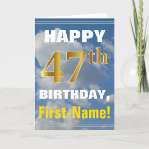 Carte Bold, Ciel nuageux, Faux Gold 47e anniversaire + N