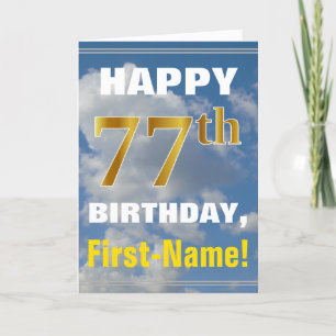 Carte Bold, Ciel nuageux, Faux Gold 77e anniversaire + N