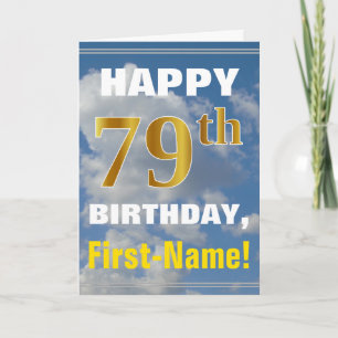 Carte Bold, Ciel nuageux, Faux Gold 79e anniversaire + N