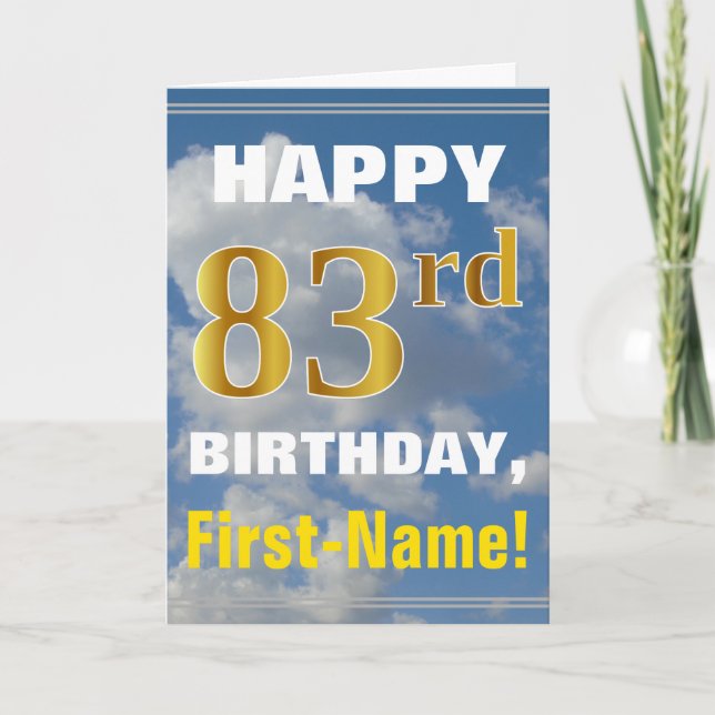 Carte Bold, Ciel nuageux, Faux Gold 83ème anniversaire + (Devant)