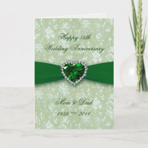Carte Bold Damask 55th Mariage Anniversary Card