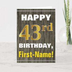 Carte Bold, Faux Wood, Faux Gold 43ème anniversaire + No