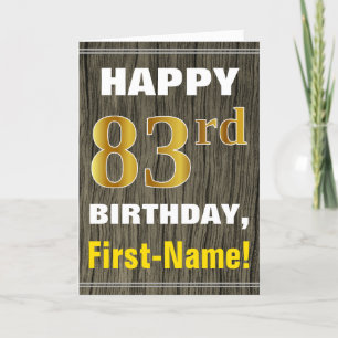 Carte Bold, Faux Wood, Faux Gold 83ème anniversaire + No