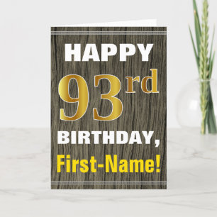 Carte Bold, Faux Wood, Faux Gold 93ème anniversaire + No