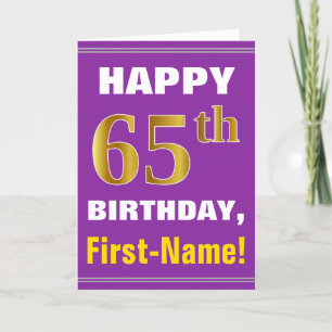 Carte Bold, Purple, Faux Gold 65e anniversaire avec cart