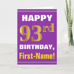 Carte Bold, Purple, Faux Gold 93e anniversaire avec cart