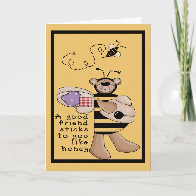 Carte Bon Ami, Ours D'Abeille De Miel (Devant)