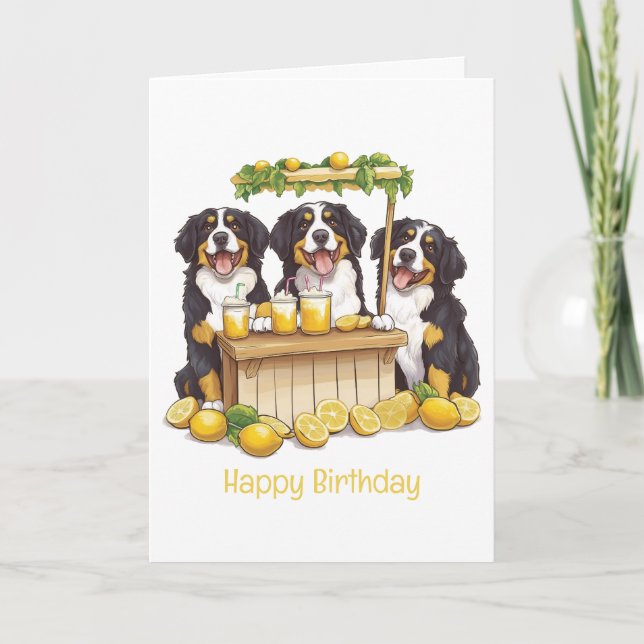 Carte Bon anniversaire Bernese Mountain Dog Lemonade Sta (Devant)