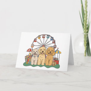 Carte Bon Anniversaire Goldendoodle Chiens À Un Carnaval