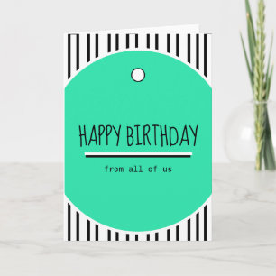 Carte bon anniversaire turquoise noir blanc rayé