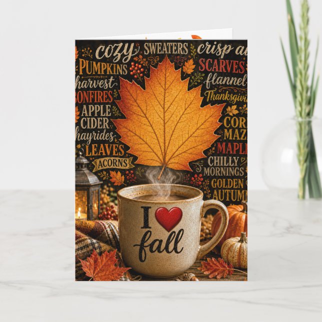 Carte Bon café d'automne avec nuage de mots (Devant)