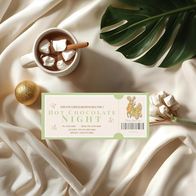 Carte Bon de chocolat chaud de Noël tropical (Tropical Christmas Hot Chocolate Voucher Card)