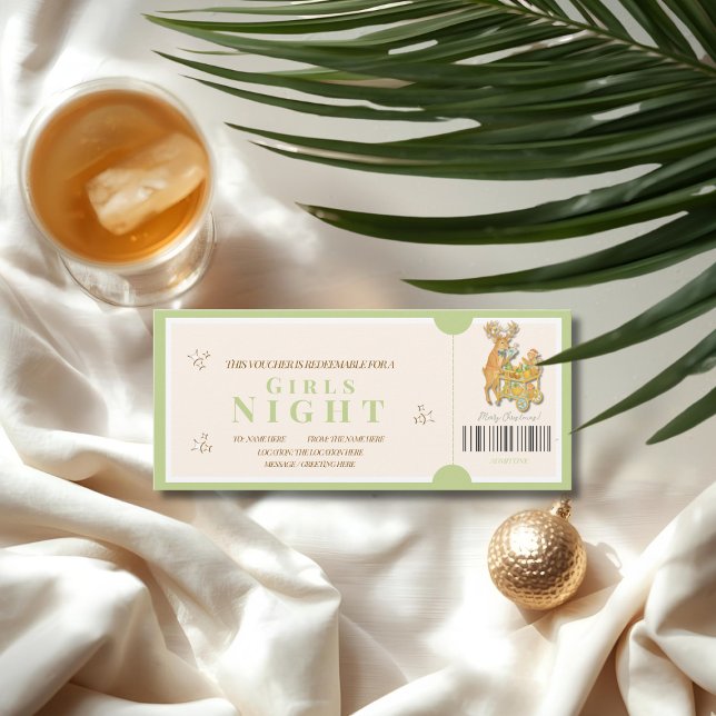 Carte Bon de nuit des filles de Noël tropical (Tropical Christmas Girls Night Voucher Card)