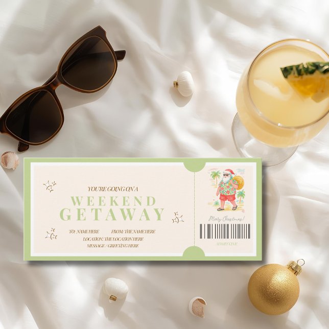 Carte Bon de Séjour de Weekend de Noël Tropical (Tropical Christmas Weekend Getaway Voucher Card)