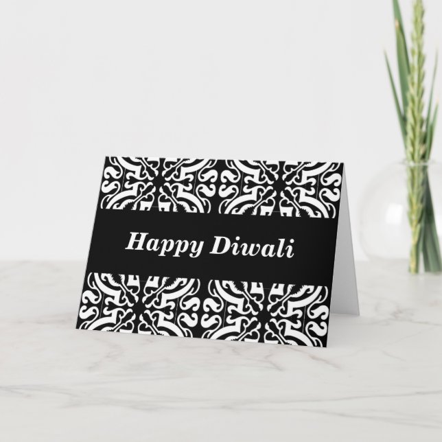 Carte Bon diwali damask (b & w) (Devant)