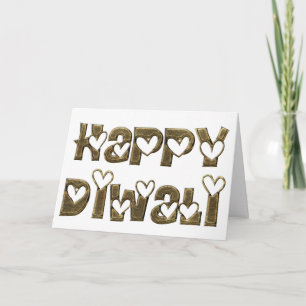 Carte Bon Diwali Saluant Coeur mignon Typographie