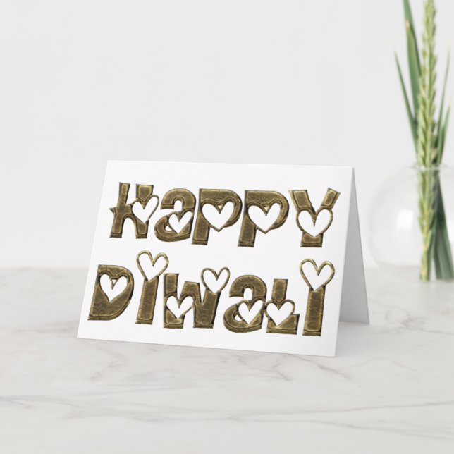Carte Bon Diwali Saluant Coeur mignon Typographie (Devant)