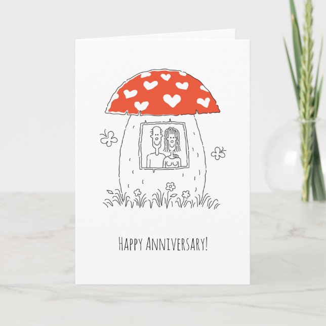 Carte Bon Mariage Anniversaire Coeur Couple Champhroom (Devant)