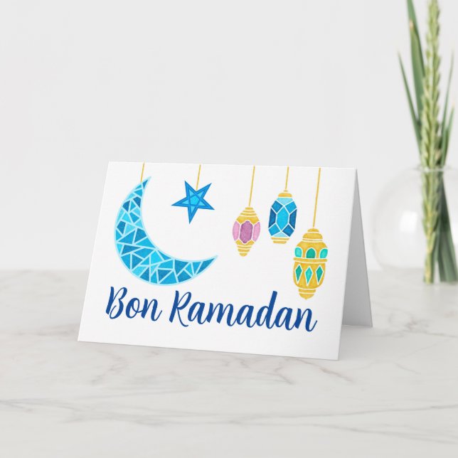 Carte Bon Ramadan Salutations en français Fanoos (Devant)