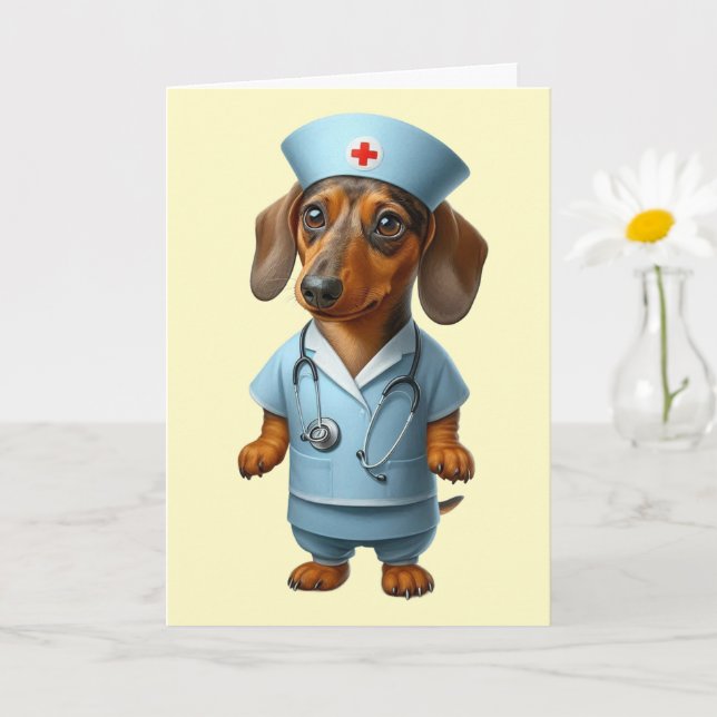 Carte Bon rétablissement Dachshund (Petite plante)
