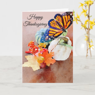 Carte bon thanksgiving Aquarelle Monarque Papillon