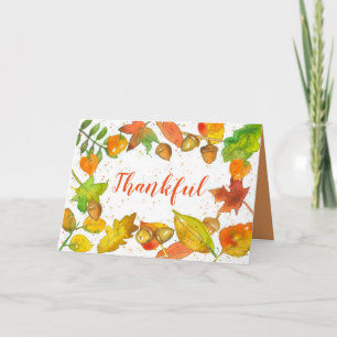 Carte Bon thanksgiving Automne Feuilles Acorn Merci