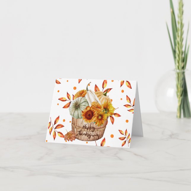 Carte Bon thanksgiving Autumn Citrouilles et tournesols (Devant)