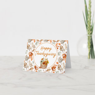 Carte Bon thanksgiving Autumn Citrouilles & Sunflowers