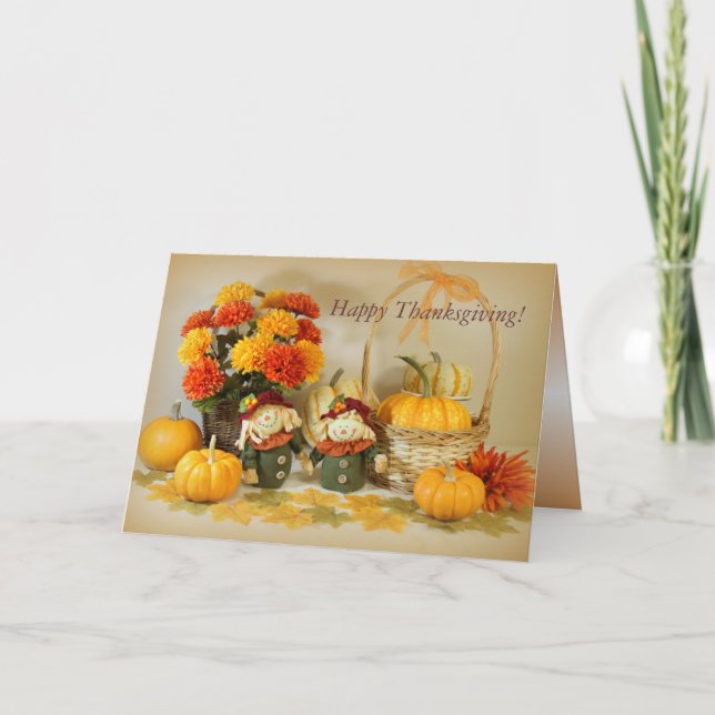 Carte bon thanksgiving avec deux écharpes mignonne (Devant)