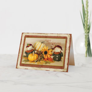 Carte bon thanksgiving avec Scarecrows