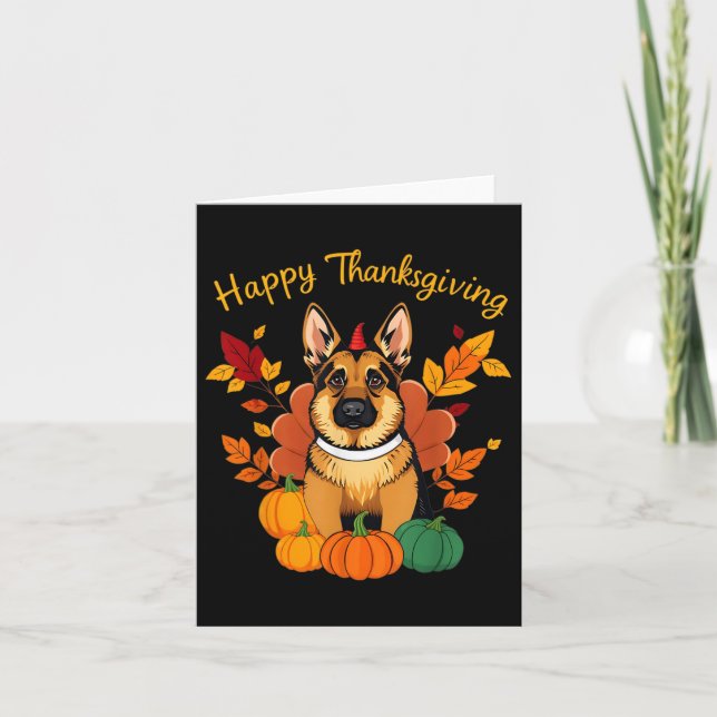 Carte Bon thanksgiving berger allemand Turquie chien aut (Devant)