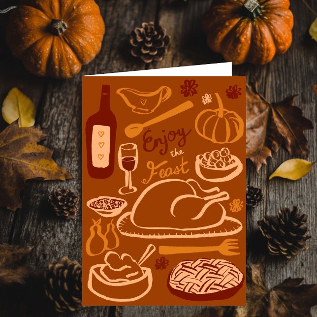 Carte Bon thanksgiving Bountiful Fête (Happy Thanksgiving Bountiful Feast Holiday Card
)