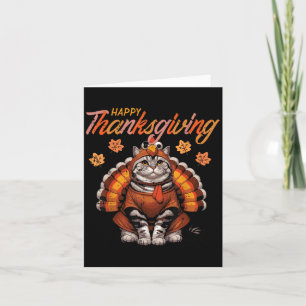 Carte Bon thanksgiving Chat Turquie Fête Automne Femmes 