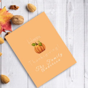 Carte Bon thanksgiving citrouille aquarelle clair orange
