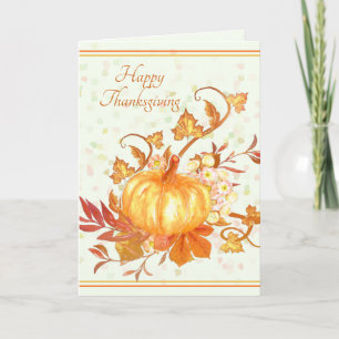 Carte Bon thanksgiving Citrouille Art Feuille