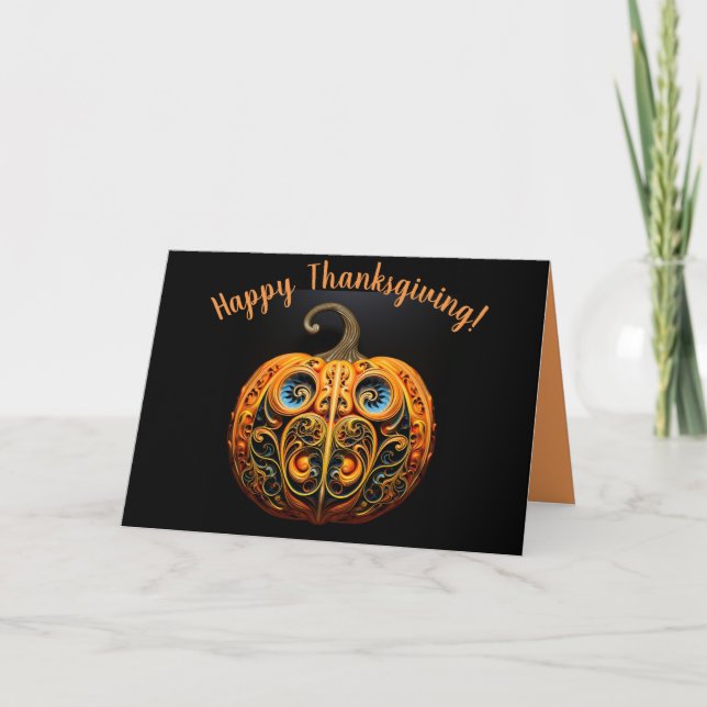 Carte Bon thanksgiving Citrouille modifiable (Devant)