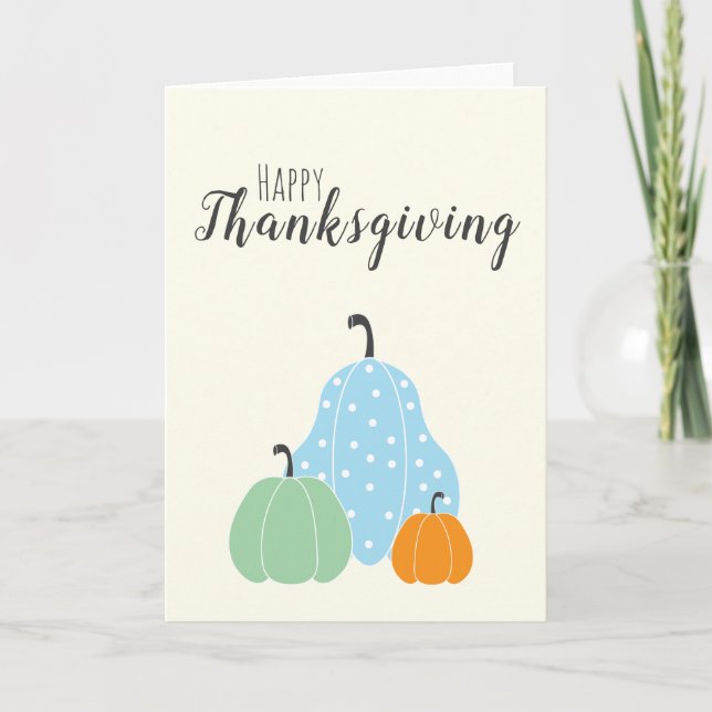 Carte Bon thanksgiving Citrouille Vert Bleu orange (Devant)