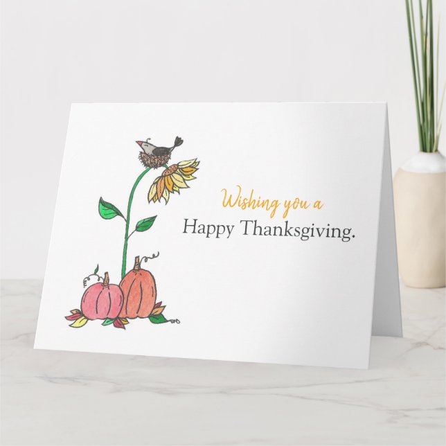 Carte Bon thanksgiving Crow et Citrouilles (Devant)