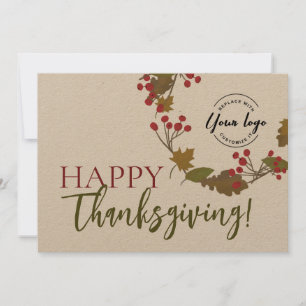 Carte Bon thanksgiving d'automne Logo personnalisé rusti