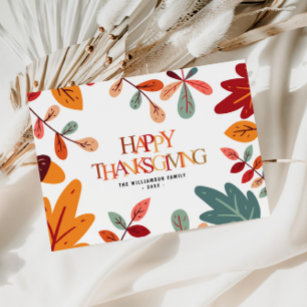 Carte bon thanksgiving de feuillage coloré