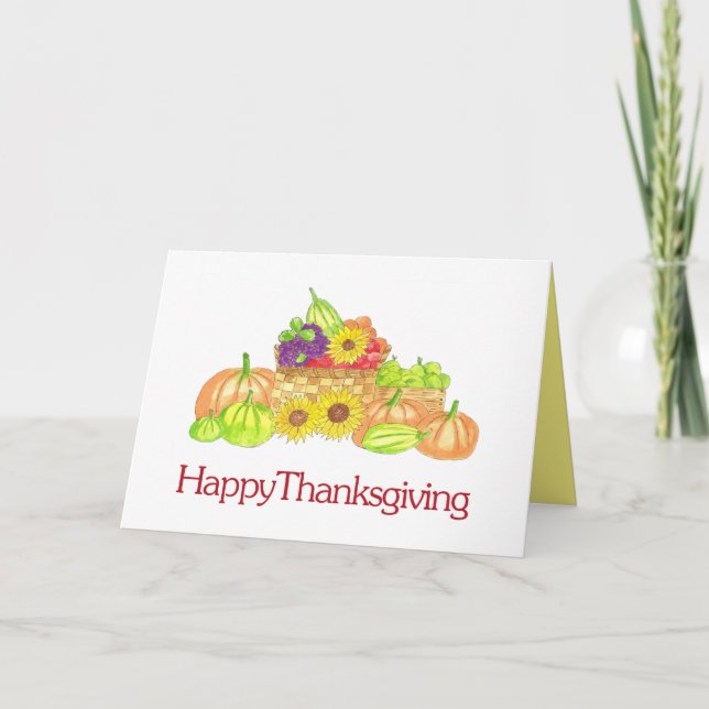Carte Bon thanksgiving de récolte d'automne de l'aquarel (Devant)