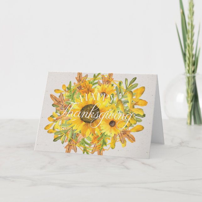 Carte Bon thanksgiving de tournesols aquarelle (Devant)