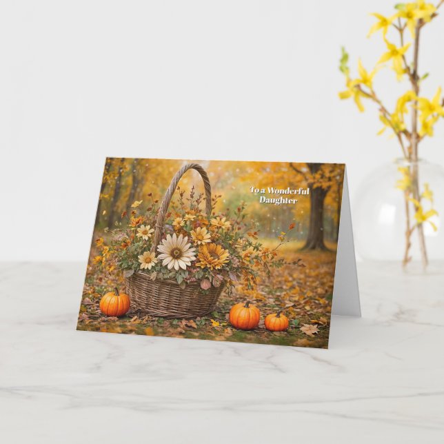 Carte Bon thanksgiving fille avec panier Fleurs (Fleur jaune)